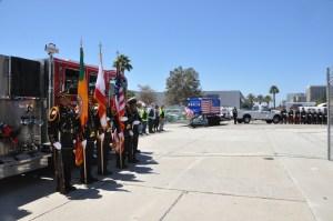 LAWA police honor guard members greet fallen soldier cart