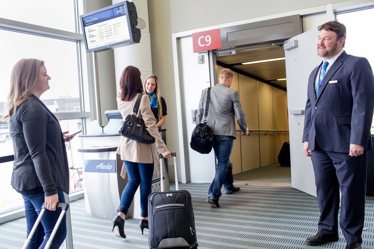 people boarding a flight
