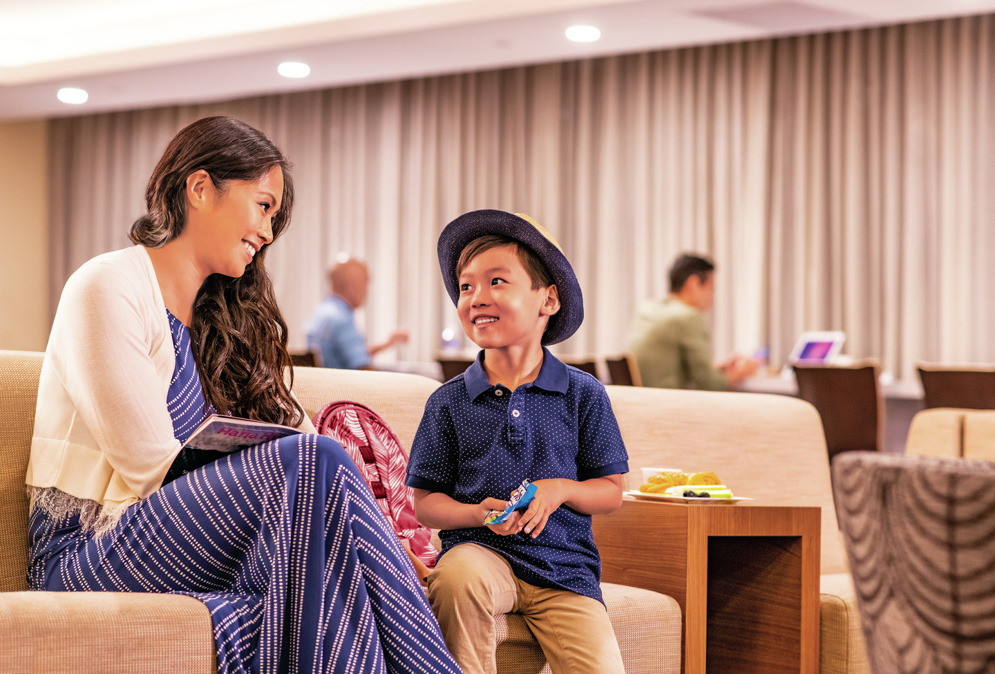 Mom and son and Plumeria Lounge