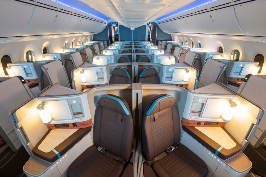 Lie-flat business class suite aboard the Boeing 787-9 Dreamliner used on the Seattle to London route