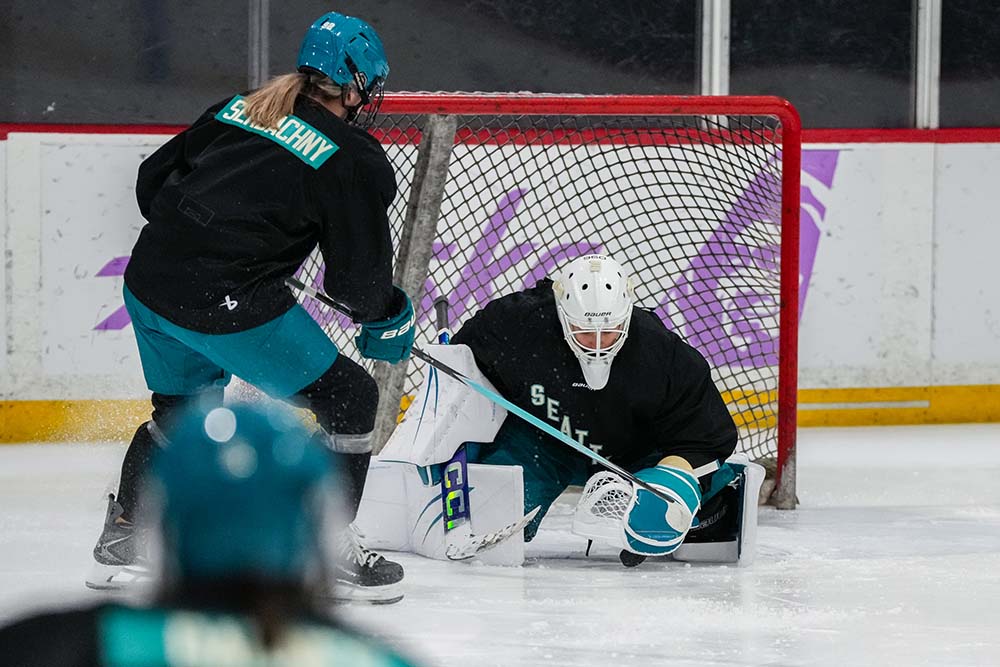 Seattle Torrent goalkeeper defending against a shot