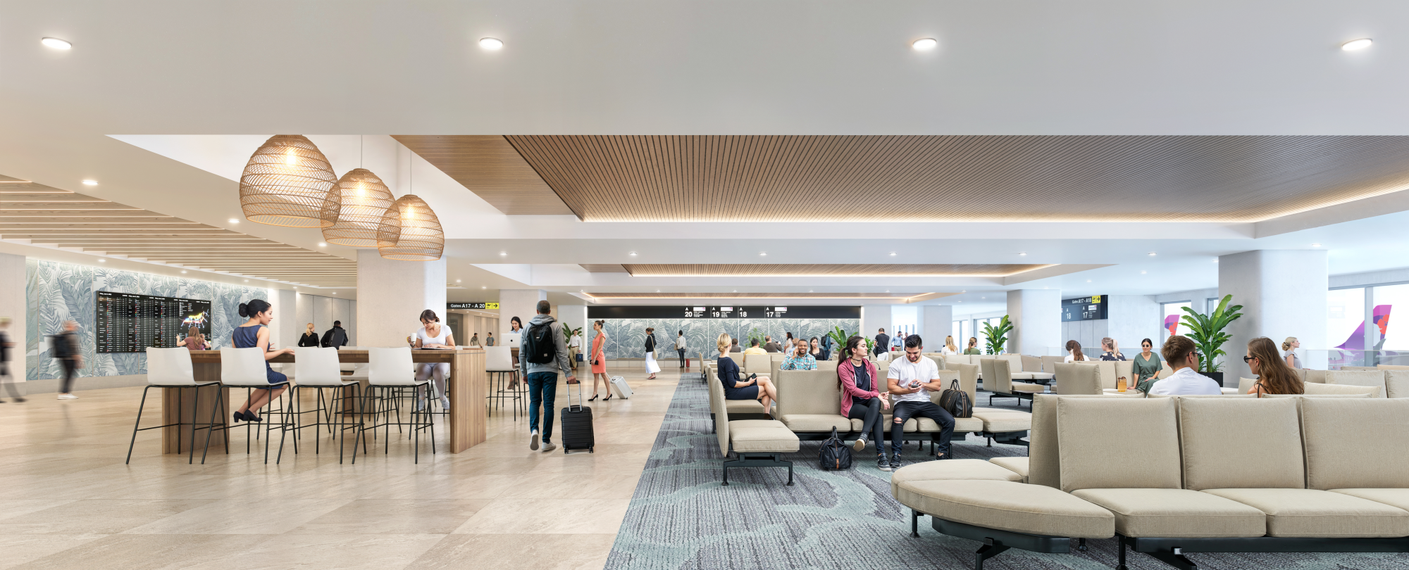 Hawaiian Airlines waiting area rendering
