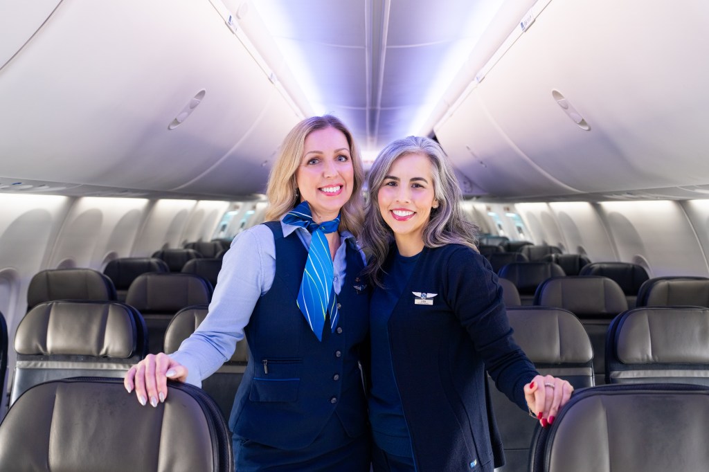 Lisa and Michelle in the 737 cabin