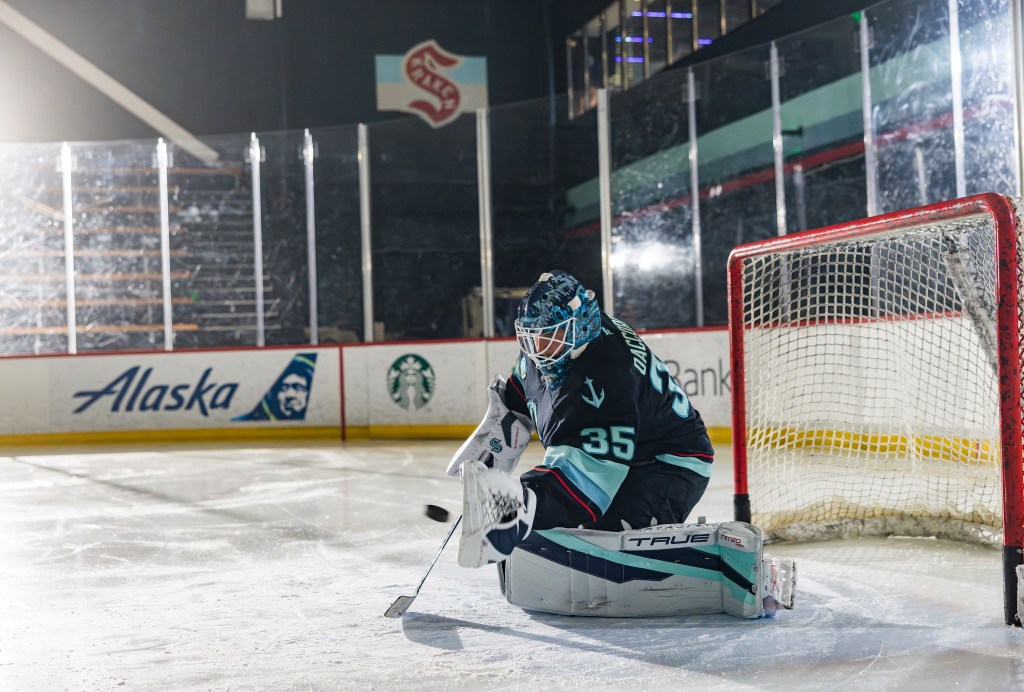 Alaska Airlines safety video hockey player