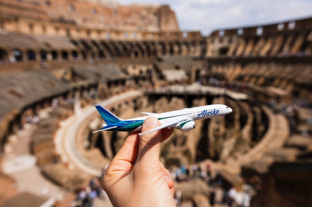 Alaska Airlines toy aircraft in Rome