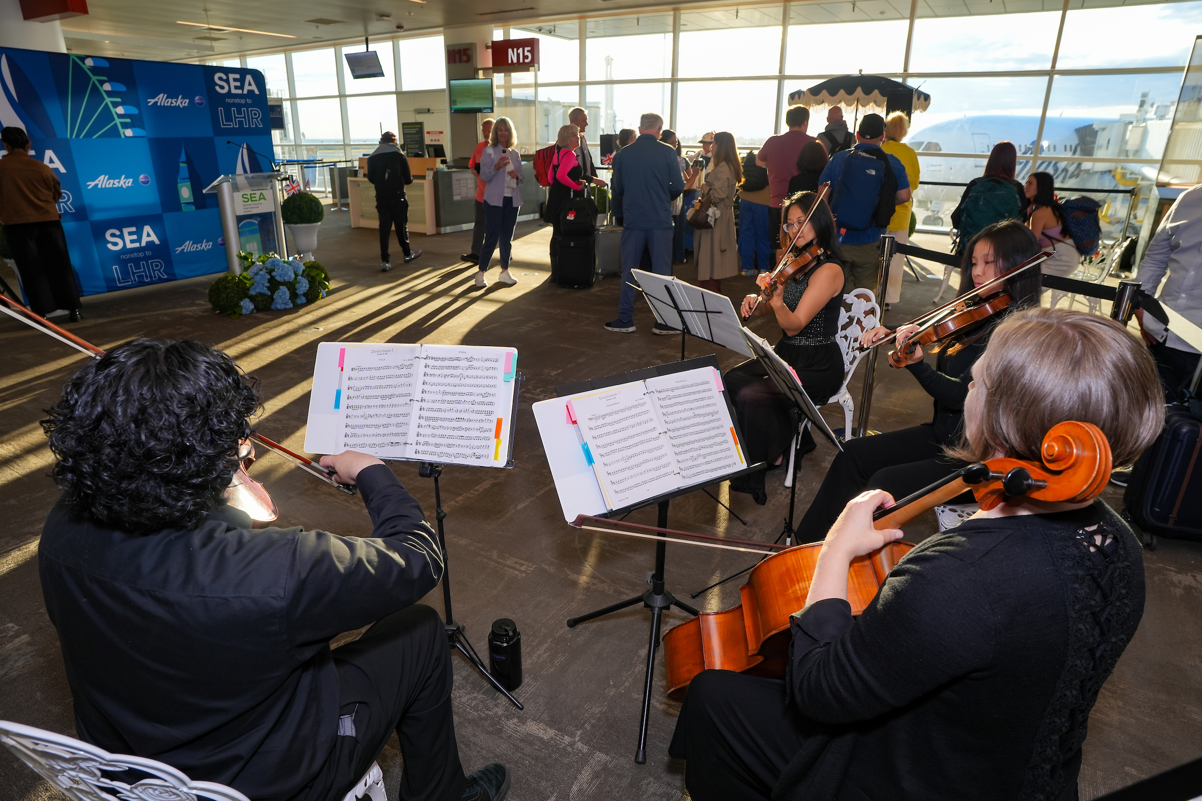 Musicians at gate