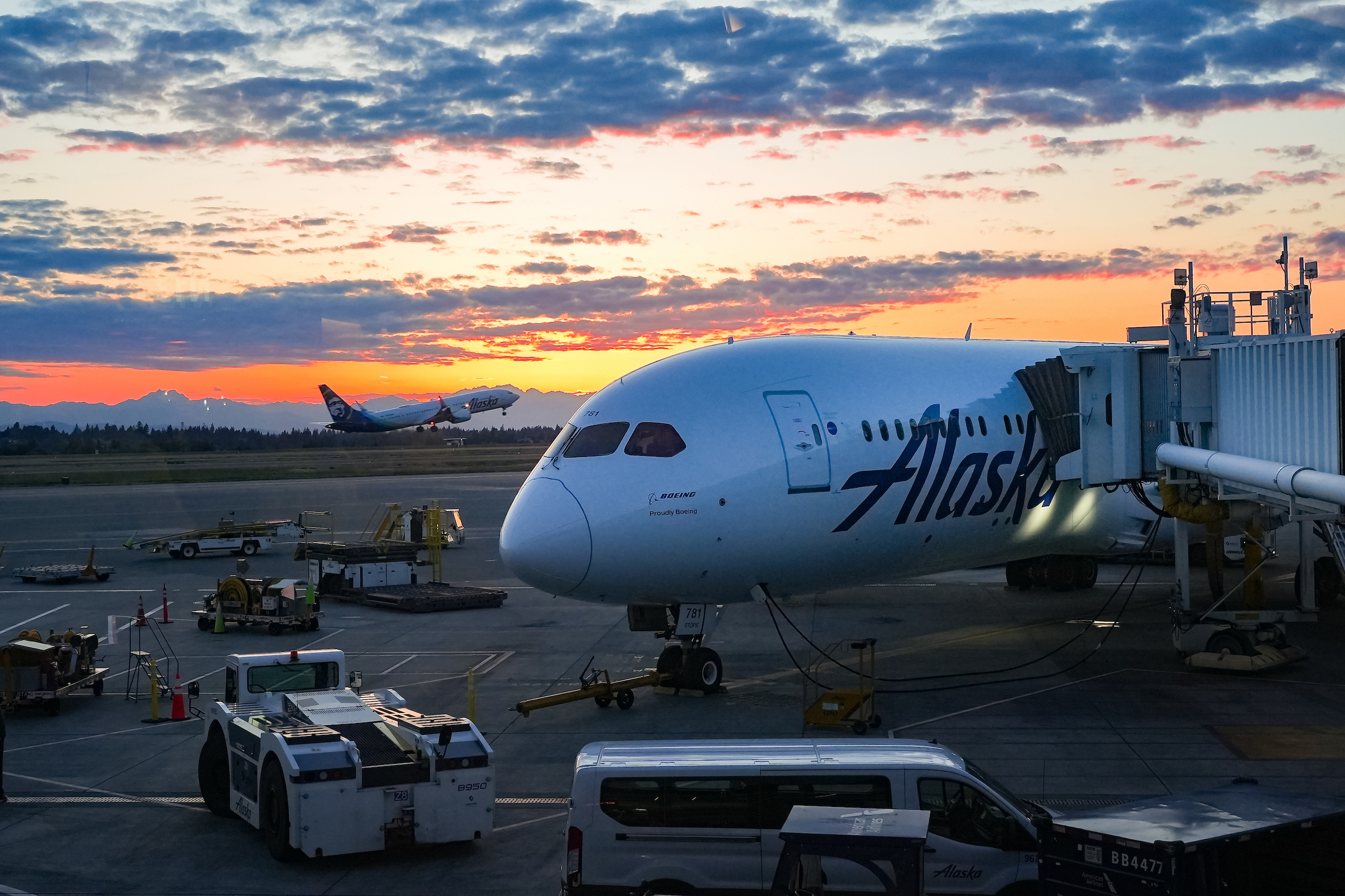 787 at sunset