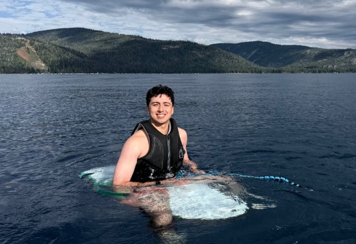 Image of intern wakeboarding in Lake Tahoe, CA